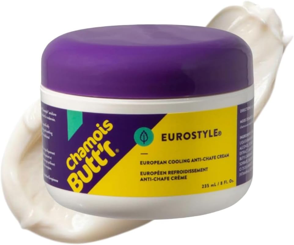Chamois Butt'r Eurostyle Anti-Chafe Cream for Road, Gravel, Mountain Bike, 8 ounce jar, Cycling Plastic