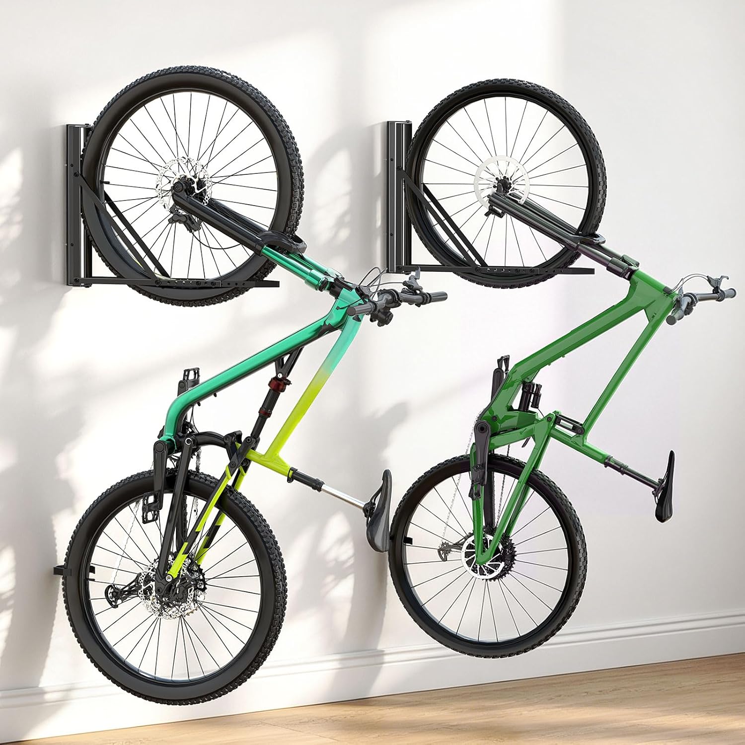 HASAKIESAA Swivel Bike Wall Mount 2 Pack, Bike Hanger for Garage, Bicycle Wall Rack for 18.5u201322.4 in Wheels, Space