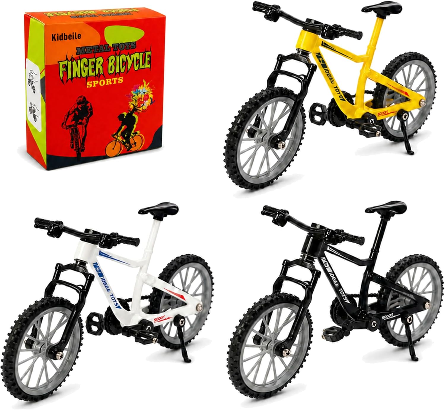 kidbeile 3-Pack Finger Bikes, 1:18 Mini BMX Metal-Body Bicycle Toys